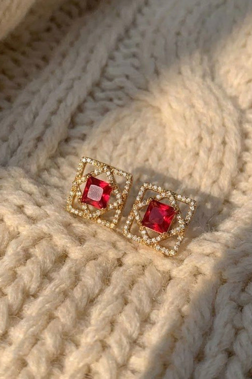 CRIMSON GEOMETRIC STUDS