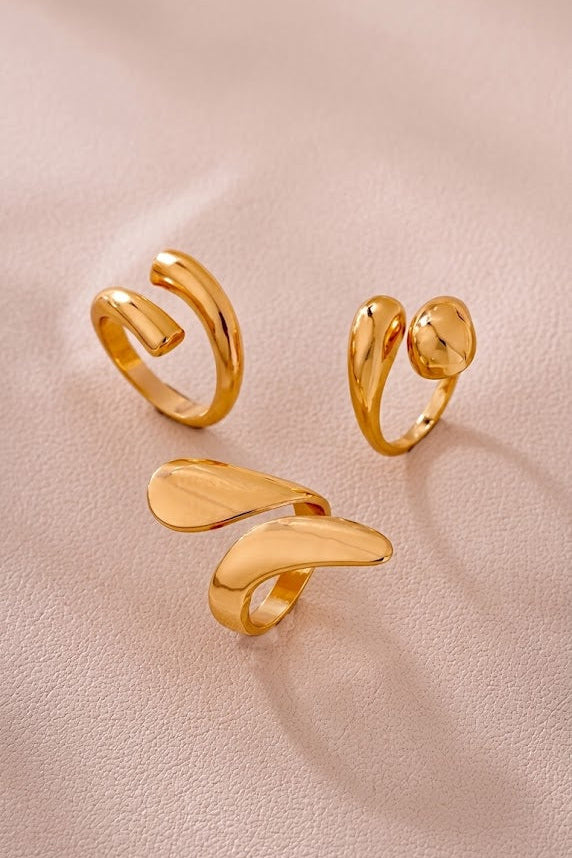 GEOMETRIC RING SET - 3 PCS