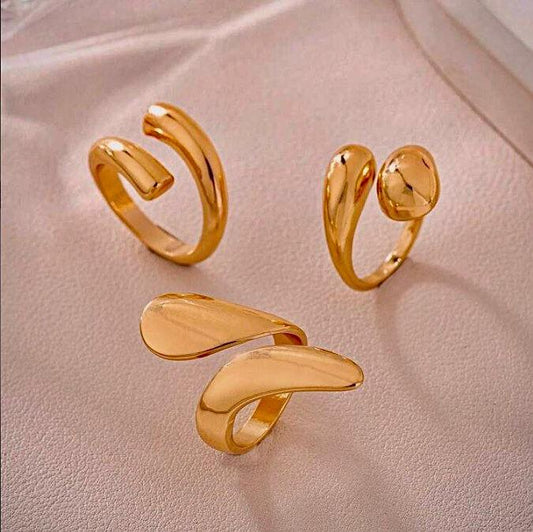 GEOMETRIC RING SET - 3 PCS