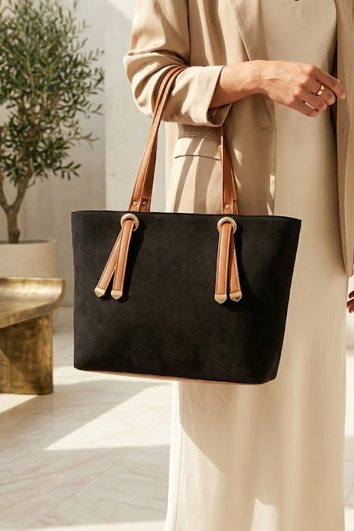 SUEDE TOTE BLACK