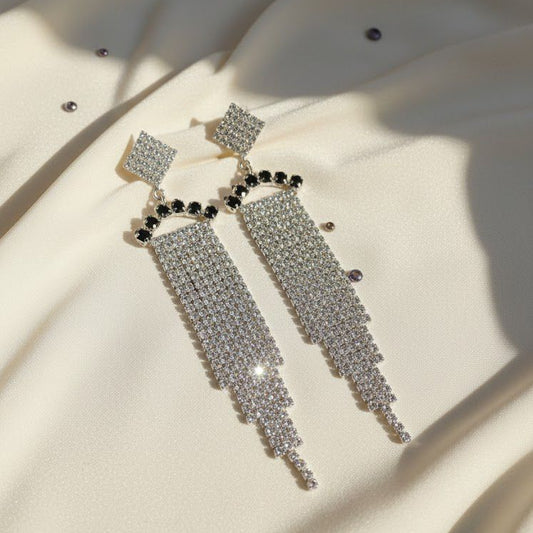 NOIR CASCADE CRYSTAL DANGLES