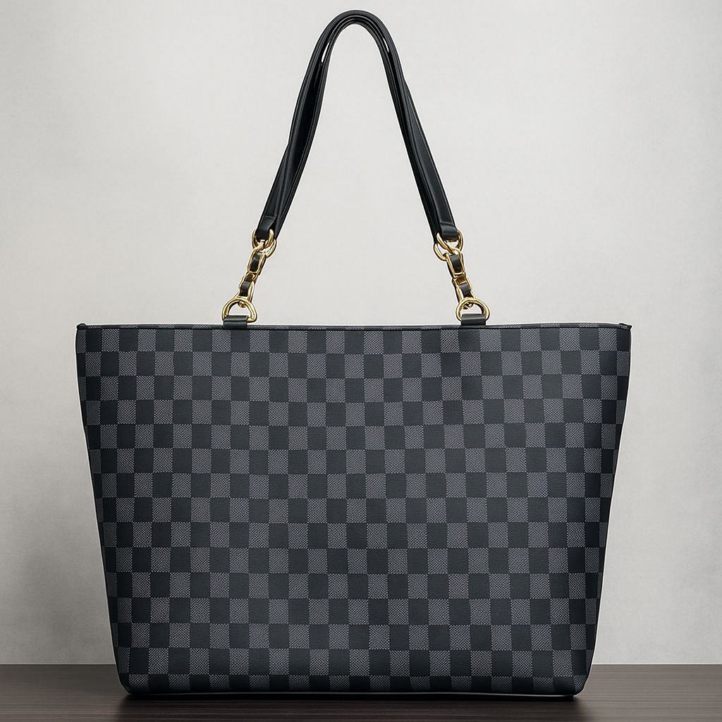 CHECKERED TOTE BLACK