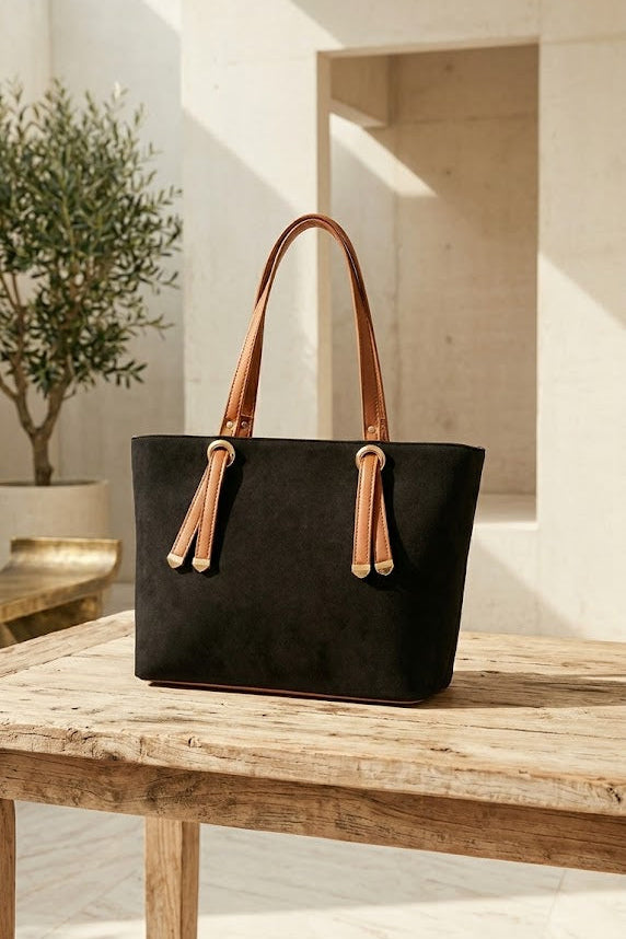 SUEDE TOTE BLACK